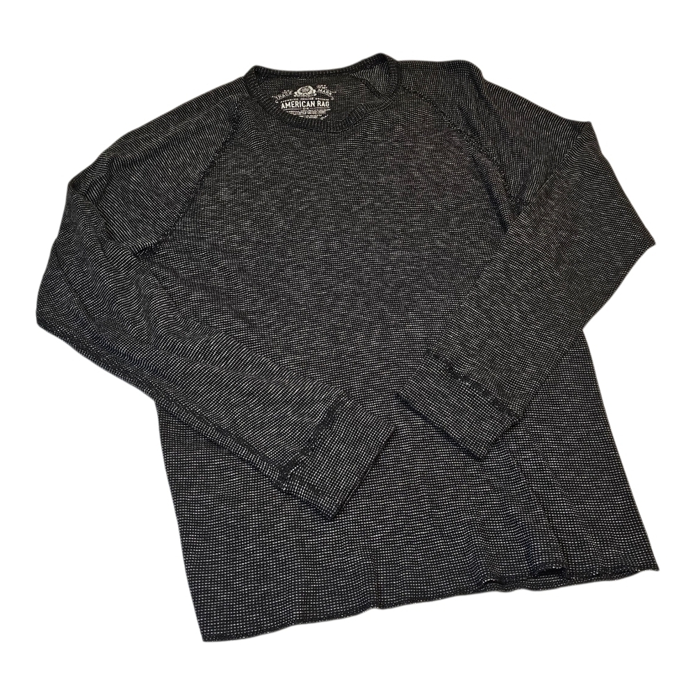 American Rag Waffle Knit Long Sleeve Tee Gray XL